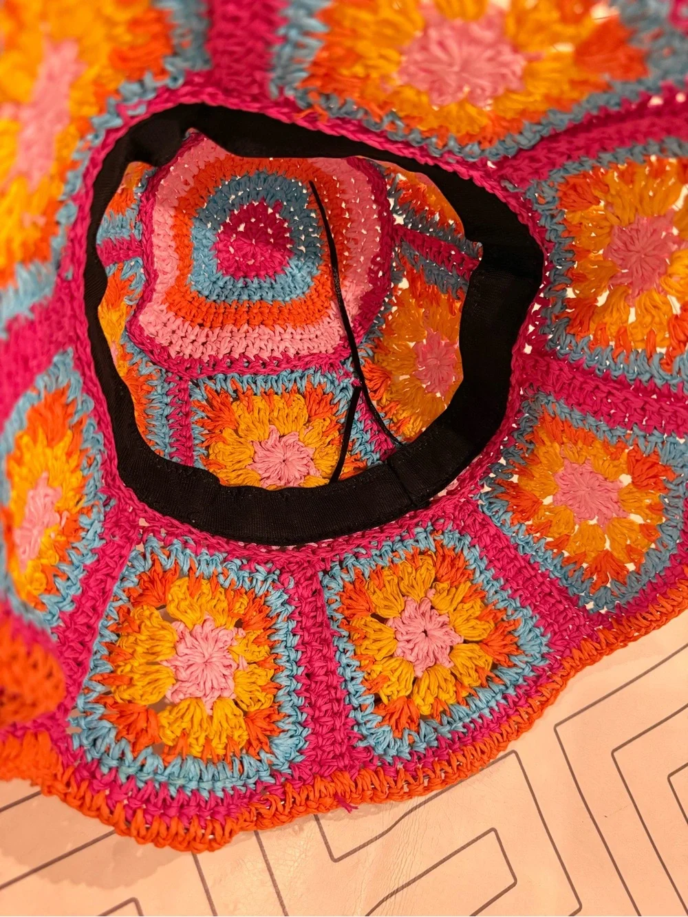Colorful Straw Crochet Bucket Hat